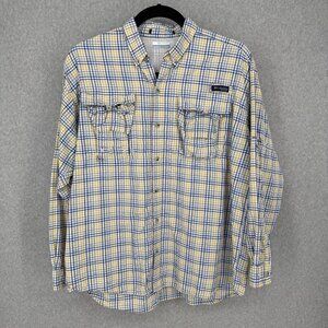 Columbia Mens Super Bahama Button Down Shirt Size XL Vented Fishing Roll Tab